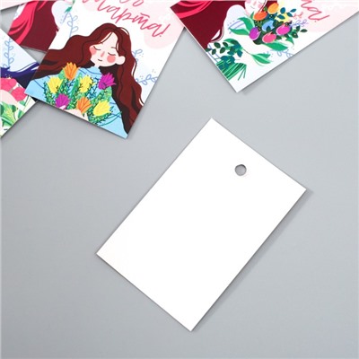 Бирка картон "Девушка с букетом" набор 10 шт (5 видов) 4х6 см