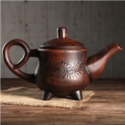 Чайник "Завиток", декор, красная глина, 1.3 л, микс