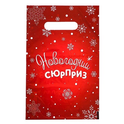 Пакет "Новогодний сюрприз", полиэтиленовый с вырубной ручкой, 20х30 см, 30 мкм набор 20 штук