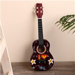 Музыкальный инструмент гитара-укулеле "Цветы" 55х20х6 см
