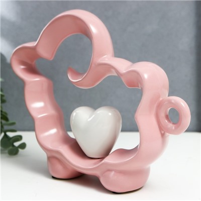 Сувенир керамика "Розовый барашка с сердечком" 18х5х21,5 см