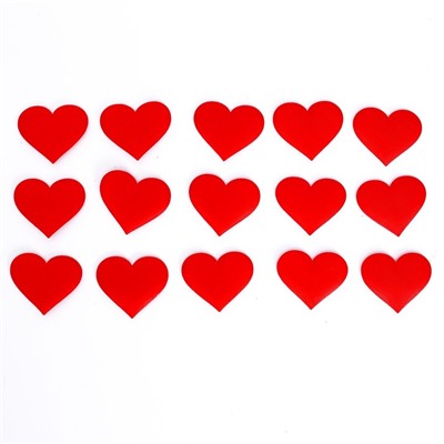 Сердечки декоративные, на клеевой основе, набор 15 шт., размер 1 шт: 3,5 × 3 см, цвет красный